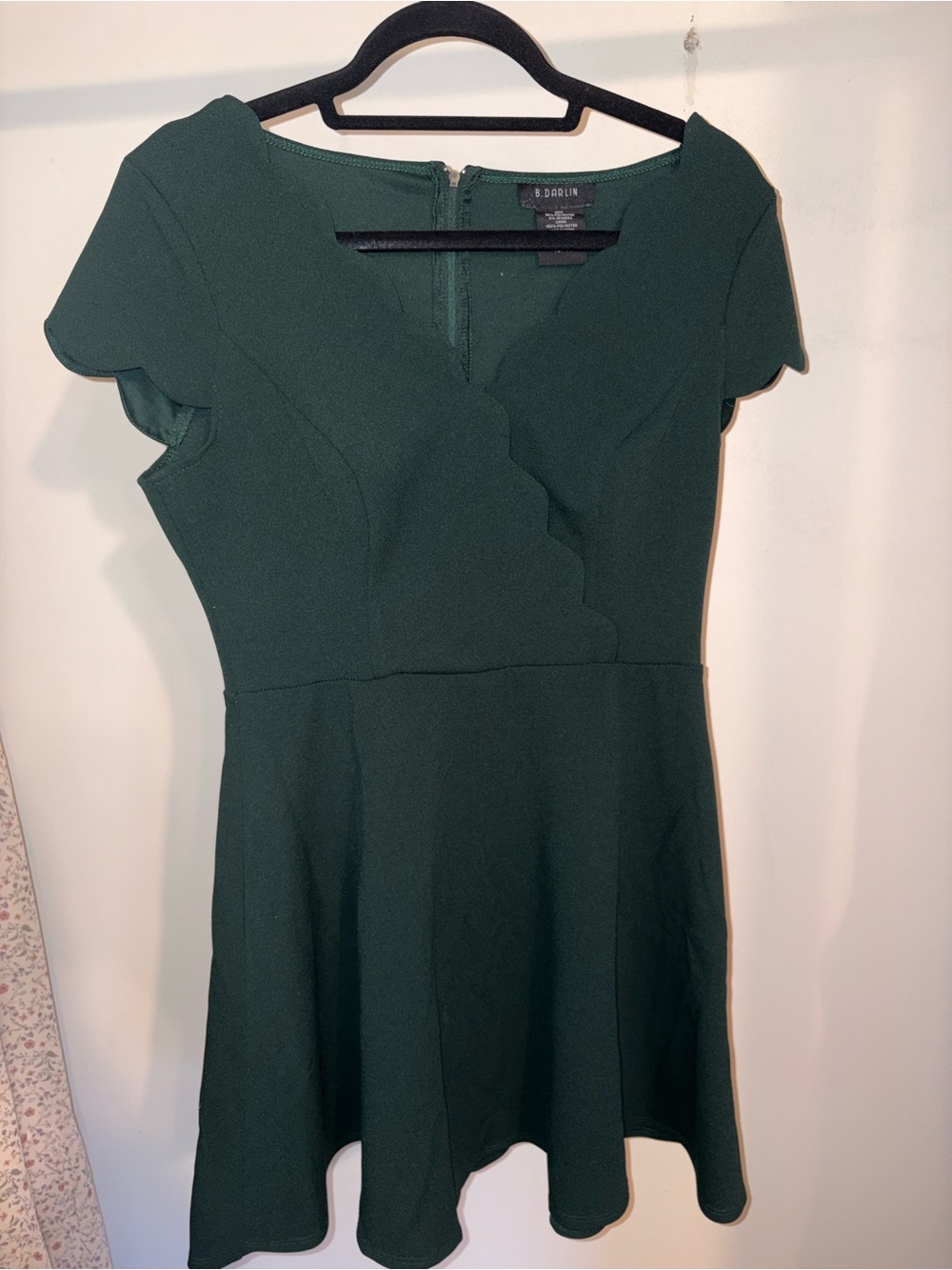 B Darlin Forest Green Scalloped Fit & Flare Dress